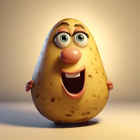 A potato with a face that says " happy p... | Premium Photo #Freepik #photo #potato #potatoes #potatoe #tuber Funny Potato Pictures, Potato Picture Cute, Potato Animation, Potato Photo, Potato Character, Potato Flower, Hot Potato Game, Potato Picture, Potato Images