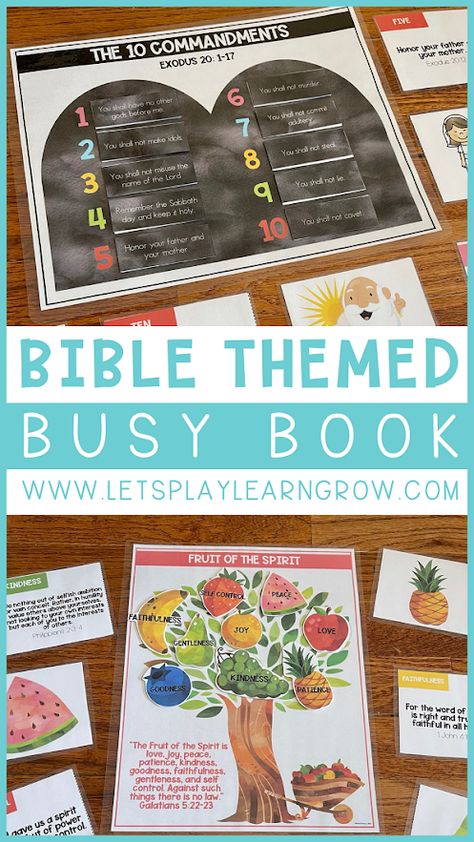 Bible Themed Busy Book Activity Pages Preschool Bible Printables Free, Christian Busy Book, Devotions For Toddlers, Christian Homeschool Activities, Busy Book Page Ideas, Toddler Bible Lessons Printables, Bible Busy Book, Books Of The Bible Activities For Kids, Christian Activities For Toddlers