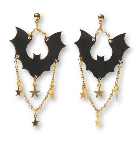 Bat Earrings, Virtual Party, Brooch Necklace, Halloween Jewelry, Vintage Inspired Design, Creepy Cute, Look Chic, Clay Jewelry, Hair Jewelry