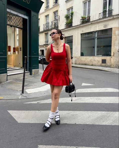 Pink Dress Red Shoes Outfit, Red Shoes Outfit, 10 Ways To Wear, Red Outfits, Ruby Color, Life Is Too Short, New York Street, Red Outfit, Look At Me