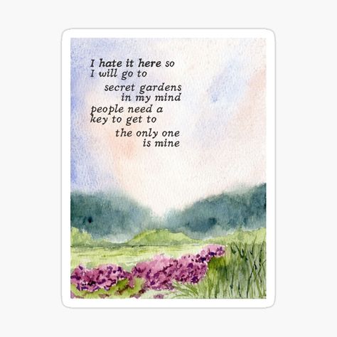 Get my art printed on awesome products. Support me at Redbubble #RBandME: https://www.redbubble.com/i/sticker/I-hate-it-here-secret-gardens-by-karma-style/160738962.JCQM3?asc=u Stickers To Print Aesthetic, Taylor Swift Journal Stickers, Taylor Swift Quotes Aesthetic, Taylor Swift Stickers Printable Folklore, Taylor Swift Quotes Stickers, Print Stickers Taylor Swift, Taylor Swift Lyrics Stickers, I Hate It Here, Me Stickers