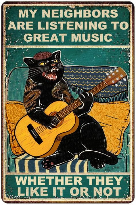 Guitar Metal, Great Music, Music Wall, Rock Music, Man Cave, Black Cat, Garage, Tin, Guitar