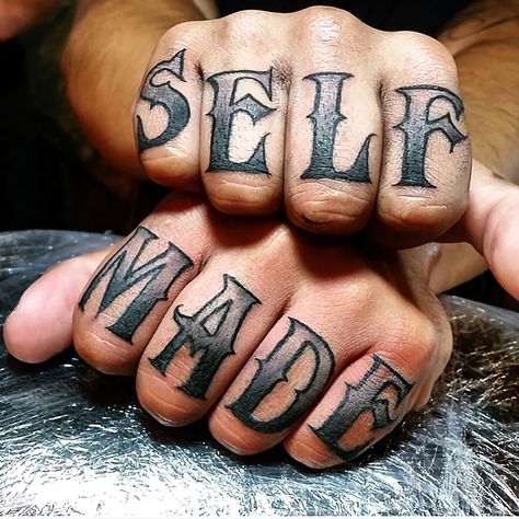 Mouth Hand Tattoos For Guys, Writing Finger Tattoo, Knuckle Tattoos For Guys, Finger Letter Tattoos, Letter Tattoos On Hand, Tattoos On Hand, Self Made Tattoo, Finger Tattoos Words, Animal Tattoos For Men