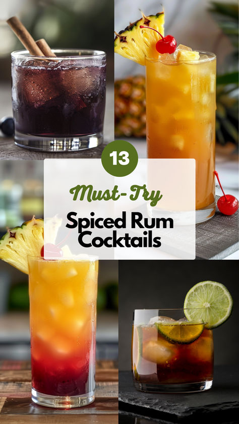 Spiced Rum Cocktails Mixed Drinks With Spiced Rum, Spiced Rum Cocktails Captain Morgan, Spiced Rum Halloween Drinks, Rum & Coke, Run Drink Recipes, Drinks With Spiced Rum Captain Morgan, Spices Rum Cocktails, Recipes With Spiced Rum, Spicy Drinks Cocktails