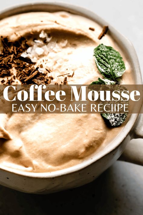 Mocha Coffee Mousse is a decadent, airy dessert flavored with coffee & cocoa. Made with whipped cream & ricotta cheese to make it creamy without gelatin. // easy mousse // chocolate mousse // mousse recipe #mochamousse #mousse #coffeemousse Coffee Mouse, Mousse Flavors, Mocha Mousse, Coffee Mousse Recipe, Ricotta Recipes Dessert, Mouse Recipes, Coffee Mousse, Mothers Day Desserts, Mocha Coffee