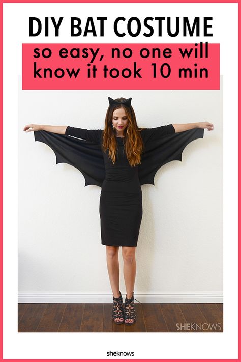 DIY Bat Costume You Can Make in Minutes – SheKnows Diy Bat Costume, Last Minute Kostüm, Halloween Costumes You Can Make, Bat Halloween Costume, Costumes For Work, Easy Halloween Costumes For Women, Trending Diy, Quick Halloween Costumes, Halloween Costumes For Work