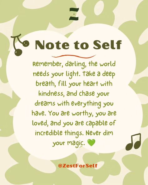 Just a friendly note to myself: you got this! (Even if you forget sometimes. )💚💚 Save this post as a reminder for later Follow 👉🏻 @zestforself and join the tribe #Zestforself #selfcarelove #selfcareisntselfish #selfcareisntselfishitsessential #selflovery #facelessselfcare #facelessselflove #Selfcareeveryday #selfloveselfcare #takecareofyou #facelessdigitalmarketing #facelessaccount #facelesscontent Note For Myself, Notes To Myself, Note To Myself, Affirmations Mindset, Notes To Self, Bulletin Journal, Bulletin Journal Ideas, Diary Ideas, The Tribe