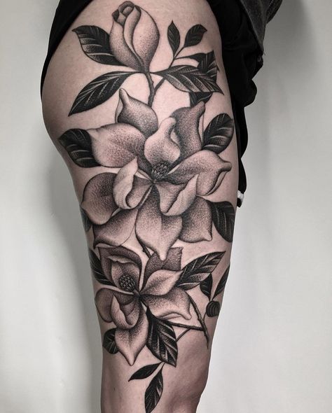 Magnolias Hip & Thigh Tattoo | Best tattoo design ideas Magnolia Tattoo, Hip Thigh Tattoos, Tattoo Design Ideas, Thigh Tattoos Women, Tattoo Meaning, Tattoo Designs And Meanings, Best Tattoo Designs, Hip Tattoo, Elegant Designs