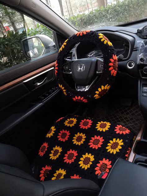 A, 1 Seat Cover B, 2 Seat Cover C, 1 Steering Wheel Cover+ 2 Belt Cover D, 1 Seat Cover+1 Steering Wheel Cover+ 2 Belt Cover E, 2 Seat Cover+1 Steering Wheel Cover+ 2 Belt Cover F , 1 Seat Cover+1 headrest cover+1 Steering Wheel Cover+ 2 Belt Cover G, 2 Seat Cover+1 headrest cover+1 Steering Wheel Cover+ 2 Belt Cover H, 2 Seat Cover+2 headrest cover+1 Steering Wheel Cover+ 2 Belt Cover The cover fit all types of steering wheels and it is slip resistant Because it is elasticity,also have needle a Knitted Car Seat Cover, Crochet Seat Cover Pattern Free, Crochet Car Seat Cover Pattern, Crochet Seat Covers For Car, Crochet Car Headrest Cover, Seat Covers Crochet, Crochet Seat Cover, Cute Seat Covers, Car Seatbelt Cover