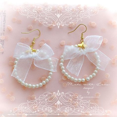 Anting Manik, Earrings Diy Handmade, Diy Earrings Easy, Diy Hair Accessories Ribbon, Diy Fabric Jewellery, Hoop Dangle Earrings, Sweet Baby Girl, Beaded Earrings Diy