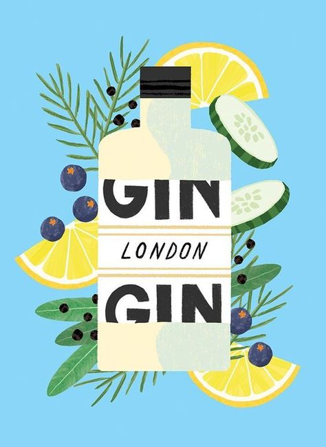 London Gin, Cocktail Illustration, Gin Bottle, Cicely Mary Barker, Drinks Design, Illustration Agency, Illustration Food, Affinity Designer, School Posters