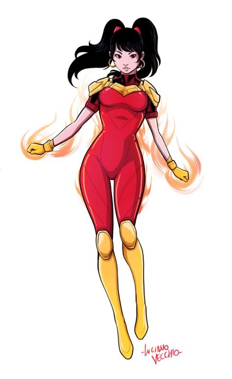 Exiles' Sunfire - artwork by Luciano Vecchio Mariko Yashida, League Of Heroes, Marvel Characters Art, Female Superhero, Superhero Characters, Marvel Comic Universe, Hero Girl, Hero Costumes, Girl Superhero