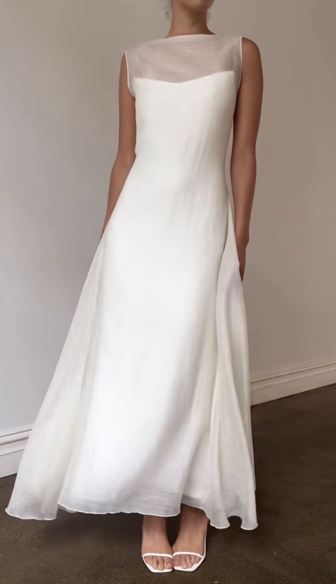 Boat Neck Wedding Gown, Chill Wedding Dress, Boatneck Wedding Gown, High Neck Satin Wedding Dress, Elegant Timeless Wedding Dress, Halter Wedding Dress Simple, Simple Flowy Wedding Dress, Simple Vintage Wedding Dress, Wedding Dress Informal