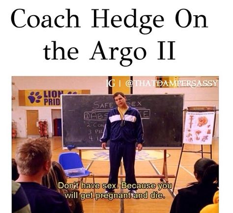 DON'T BE A HYPOCRITE COACH HEDGE! HOW BOUT YOU GIVE YOURSELF THIS TALK! I JUST HOPE YOUR WIFE DOESN'T DIE! AS YOU CAN ALL SEE I REALLY LOVE COACH AND MELLIE! COMMENT IF YOU LOVE THEM TOO! Coach Hedge, The Stables, Percy And Annabeth, Trials Of Apollo, Percy Jackson Memes, Rick Riordan Books, The Heroes Of Olympus, Uncle Rick, Percy Jackson Fandom