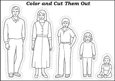 Family Coloring and Cut Drawing for Cards Family Crafts Preschool, Preschool Family Theme, Preschool Family, Family Coloring Pages, Family Clipart, Family Drawing, Family Theme, Family Home Evening, Family Coloring