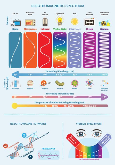 Electromagnetic Spectrum Notes, Tabel Periodik, Info Poster, Chemistry Basics, Physics Lessons, Physics Concepts, Learn Physics, Electromagnetic Waves, Physics Classroom