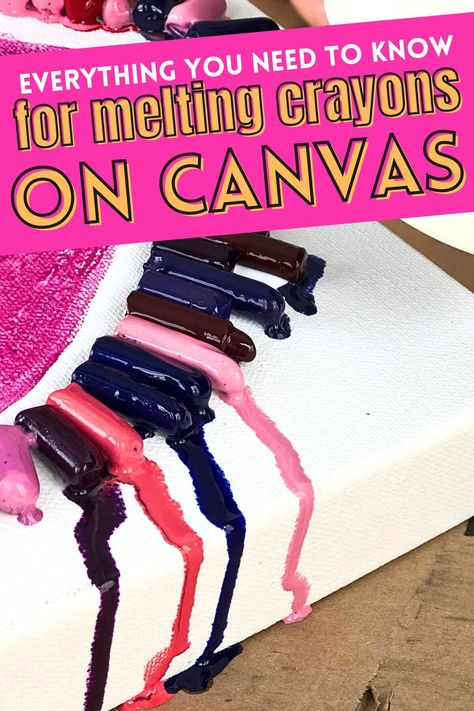 Use this DIY craft tutorial to make fun melted crayon heart art canvas. This fun craft idea is perfect for preteens and teenagers looking for a creative and cool DIY to try. Crayon Diy Crafts, Crafts With Old Crayons, Melting Crayons On Canvas, How To Melt Crayons, Crayon Melting Art, Melted Crayon Art Ideas, Crayon Art Ideas, 4h Crafts, Crayon Canvas Art