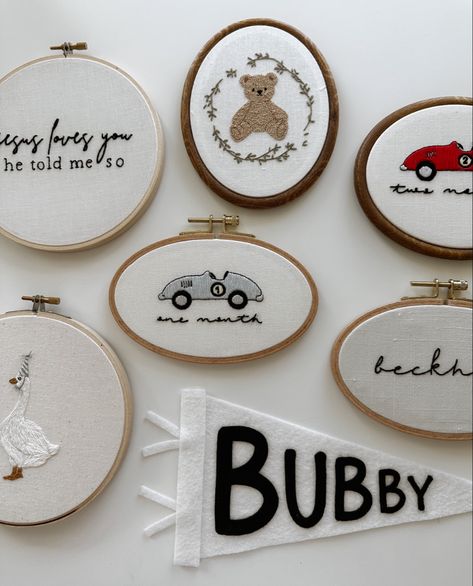 Nursery Embroidery Pattern, Little Boy Embroidery Ideas, Baby Announcement Embroidery, Baby Boy Embroidery Ideas, Baby Embroidery Ideas Boys, Lilly Embroidery, Boy Embroidery Ideas, Embroidery Baby Gifts, Embroidery For Boys