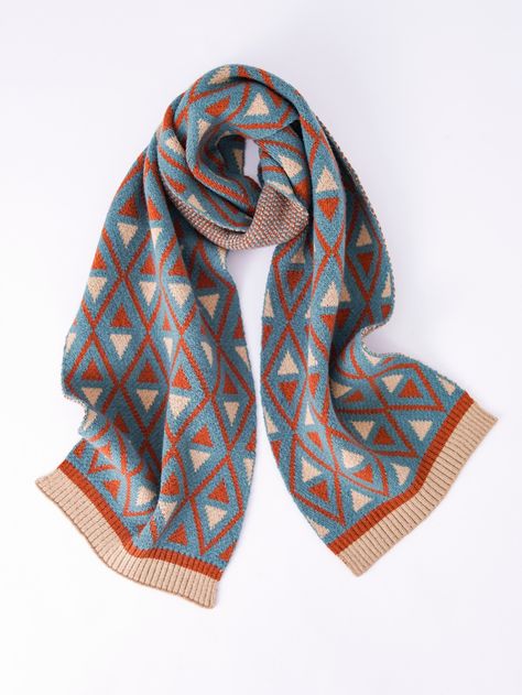 Multicolor Casual Collar  Fabric Geometric Scarf Embellished   Women Accessories Scarf Geometric Design, Print Scarf Design, Geometric Scarf, Minimal Patterns, Pattern Scarf, Geometric Pattern Design, Patterned Scarves, Scarf Design, Scarfs