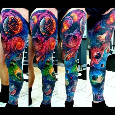 GALAXY LEG SLEEVE | COLOR Galaxy Leg Tattoos Women, Leg Sleeve Color, Galaxy Tattoo Sleeve, Tattoos 2024, Galaxy Tattoo, Galaxy Planets, Leg Tattoos Women, Leg Sleeve Tattoo, Space Tattoo