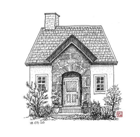 Drawings Of Houses Simple, Old Buildings Sketch Pencil Drawings, House Sketches Simple, Urban Sketching House, Houses Exterior Drawing, Realistic House Drawing, Old House Reference, Easy Buildings To Draw, Detailed House Drawing