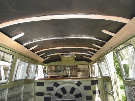 Image may have been reduced in size. Click image to view fullscreen. Bus Interior, Isle Of Capri, Wood Ceiling, Dome Lighting, Roof Panels, Volkswagen Bus, Wood Ceilings, Boat Building, Classified Ads