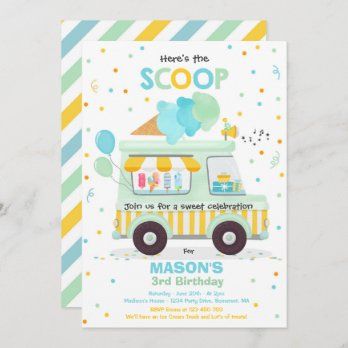 Popsicle Birthday Party Pop On Over Popsicle Truck Invitation | Zazzle.com Three Scoops Of Fun, Ice Cream Truck Party, Ice Cream Truck Birthday, Ice Cream Birthday Party Theme, 3rd Birthday Party For Boy, 3rd Birthday Invitation, Summer Birthday Invitations, Ice Cream Birthday Party, Third Birthday Party