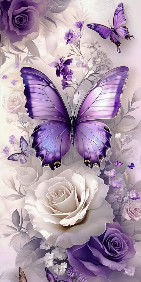 Purple Butterfly Wallpaper, Beautiful Butterfly Pictures, Purple Flowers Wallpaper, Glittery Wallpaper, Pretty Wallpapers Tumblr, Butterfly Wallpaper Backgrounds, Beautiful Butterflies Art, Phone Wallpaper Pink, Pretty Phone Wallpaper