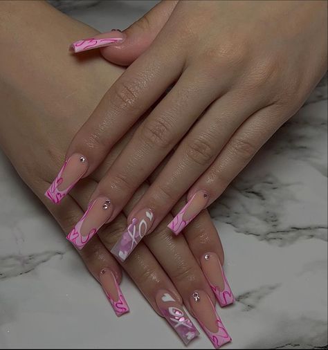 Girly Acrylic, Acrylic Toe Nails, Colored Acrylic Nails, Girly Acrylic Nails, Glow Nails, Long Acrylic Nails Coffin, Acrylic Nails Coffin Pink, Long Square Acrylic Nails, Unique Acrylic Nails