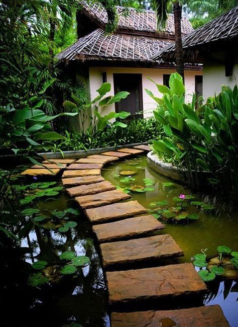 Taman Diy, Kolam Koi, Taman Air, Jardim Diy, Desain Lanskap, Stone Path, Secret Gardens, Have Inspiration, Ponds Backyard