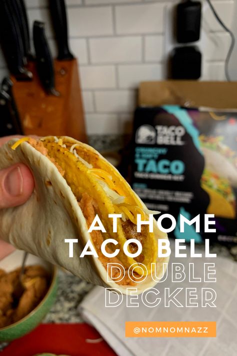 Double decker Taco Bell recipe Double Decker Taco Bell, Taco Bell Double Decker Taco, Double Decker Taco, Taco Bell Recipes, Taco Bell, The Double, Just Because, Hot Dog Buns, Hot Dogs