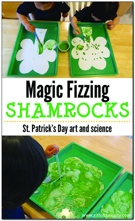 Magic fizzing shamrocks | St. Patrick's Day art and science | #StPatricksDay #preschool #STEAM #STEM #ece || Gift of Curiosity St Patricks Activities, St Patrick's Day Art, Sant Patrick, Shamrock Craft, Saint Patricks Day Art, March Crafts, St Patricks Crafts, St Patricks Day Crafts For Kids, St. Patrick’s Day