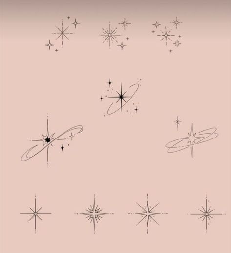 Line Art Star Tattoo, Star Forearm Tattoo Women, Space Tattoo Simple, Polar Star Tattoo, Stars Drawing Simple, Star Drawing Simple, Sun And Stars Tattoo, Star Cluster Tattoo, Tiny Stars Tattoo