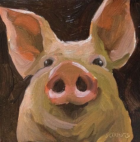 Pigs Art, Cassandra Calin, Animal Paintings Acrylic, Pig Painting, Pig Art, Home Decor Wall Hanging, Prints Poster, Arte Sketchbook, Farm Decor