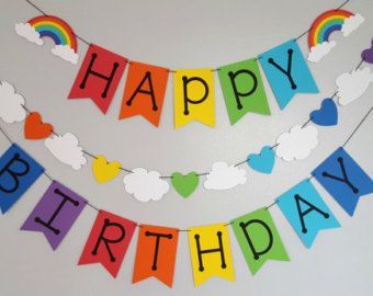 Rainbow Birthday Banner, Rainbow Themed Birthday Party, Shopkins Birthday Party, Fest Temaer, Diy Birthday Banner, Rainbow Garland, Shopkins Birthday, Rainbow Parties, Birthday Banner Design