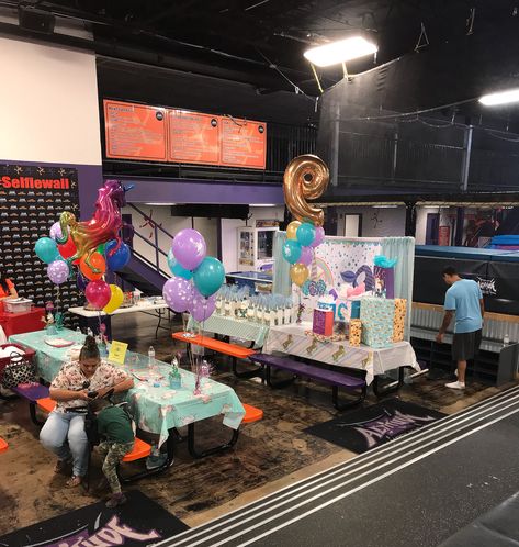 My daughter’s decor for her Magical Celebration | Unicorn Birthday Party | Mermaid Birthday Party | Mermicorn Birthday Party | Unicorn Holographic Balloon | Unicorn Latex Balloons | Huge 40 inch Number 9 Foil Balloon | Unicorn tablecloth | Mermaid Scales tablecloth | Unicorn Backdrop | Birthday Gifts | Unicorn Rubie | Trampoline Park | Altitude Trampoline Park Trampoline Park Birthday Party Ideas, Trampoline Party Ideas, Jump Park Birthday Party, Trampoline Birthday Party Ideas, Urban Air Birthday Party, Jumping Birthday Party, Park Party Decorations, Trampoline Park Party, Trampoline Park Birthday Party