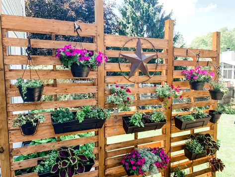 Plant Wall Inspiration: 13 Ways to Display Plants & Herbs - The Shady Gal Hanging Plants On Fence, Gardens Design Ideas, Pallet Garden Walls, Gardens Decor, Plant Wall Diy, Herb Garden Wall, Hanging Plants Outdoor, Herb Wall, Privacy Plants