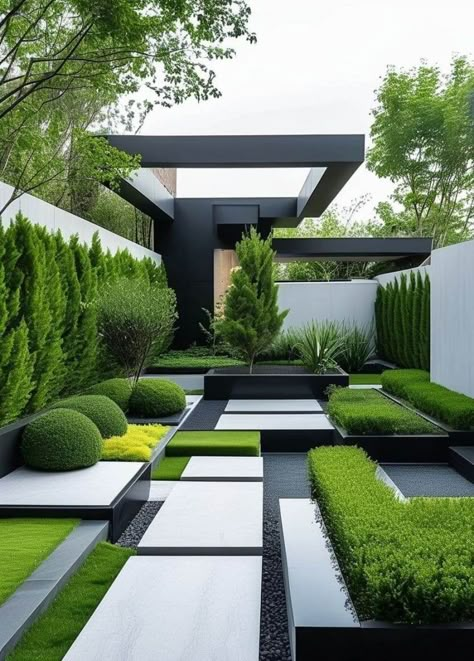 25 Creative Contemporary Garden Edging Ideas for a Modern Look 51 Modern Desert Landscaping, Easy Outdoor Projects, Contemporary Backyard, Tropical Backyard, Courtyard Gardens Design, Modern Backyard Landscaping, Arch House, Minimalist Garden, Homeward Bound