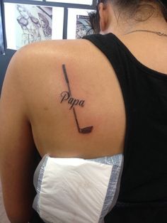 Golfing Tattoo Memorial, Cute Golf Tattoos, Golf Tattoo Memorial, In Loving Memory Tattoos For Grandfather, Golf Club Tattoo Ideas, Small Golf Tattoo, Golfing Tattoo, Golf Club Tattoo, Grandfather Tattoo Memories