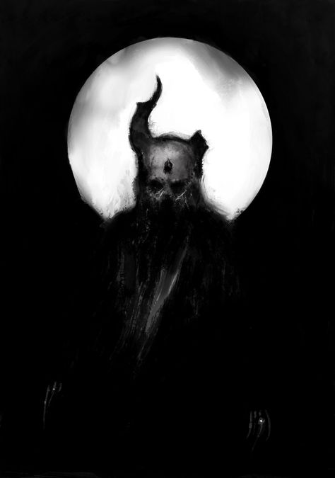 ArtStation - Demon with a Broken Horn, J Meyers Horn Aesthetic, Photoshop Cc, Art Craft, Character Concept, Dark Art, Horn, Photoshop, Moon, Art