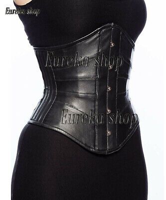 Heavy Duty, Very Strong Fully Steel Boned Corset. Total 8 Steel Boned. Corset Style Under Bust Corset. Corset Features. The Corset can draw in your waist and flatten your tummy. 10 Spiral / Flexible Steel Bones around the corset. Black Leather Underbust Corset, Bizarre Fashion, Witches Ball, Corset Sewing, Black Leather Corset, Under Bust Corset, Leather Corset Belt, Corset Sewing Pattern, Corset Training