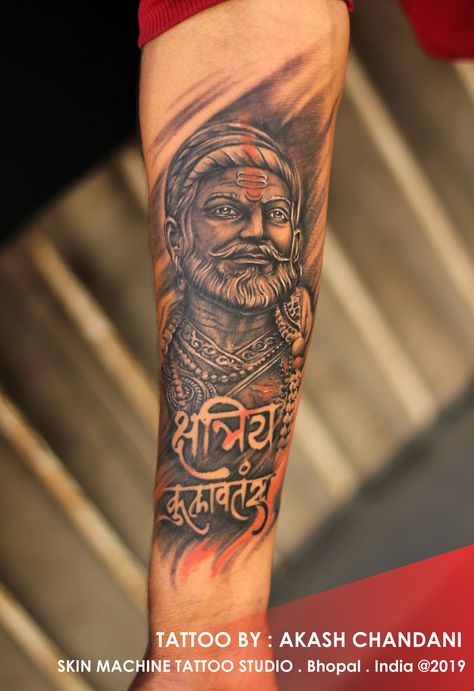 Chhatrapati Shivaji Maharaj. Tattoo by : Akash Chandani 4 hours of work, comments appreciated :) Skin Machine Tattoo Studio @skinmachinetattoo Email for appointments : skinmachineteam@gmail.com Shivaji Maharaj Tattoo Design For Men, Chhatrapati Shivaji Maharaj Tattoo, Shivaji Tattoo Design, Shivaji Maharaj Tattoo Design, Rajput Tattoo, Chatrapati Shivaji Maharaj Tattoo, Shivaji Tattoo, Shivaji Maharaj Tattoo, Chatrapati Shivaji Maharaj