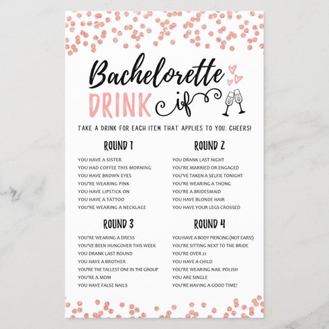 Bachelorette Party Games Funny, Drink If Game, Bachelorette Party Games Drinking, Classy Bachelorette Party, Bachelorette Drink, Birthday Party Game, Drink If, Hen Party Games, Birthday Drinks