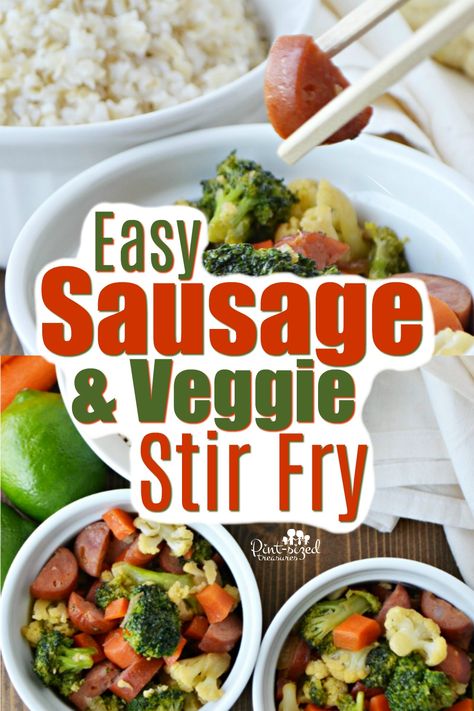 Sausage Stir Fry, Veggie Stir Fry Recipes, Homemade Stir Fry, Salmon Patties Recipe, Patties Recipe, Salmon Patties, Veggie Stir Fry, Pan Meals, Stir Fry Recipes