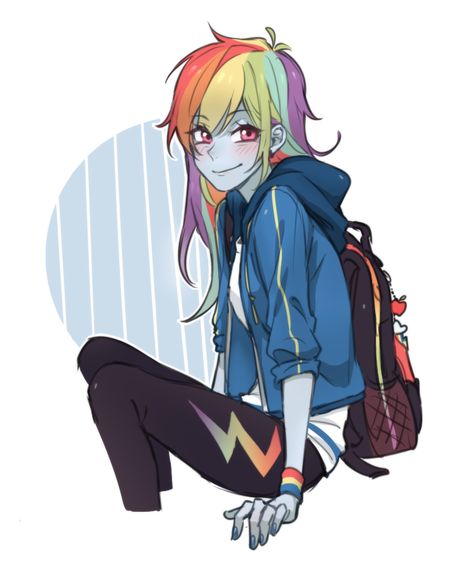 Dashie by Dcon Equestria Girls, Rainbow Dash, An Anime, Anime Character, Internet, Rainbow, Hair, Anime, Blue