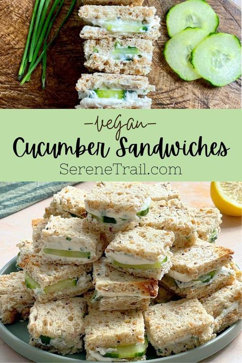 Vegan Cucumber, Cucumber Sandwiches Recipes, Vegan Finger Foods, Vegan Picnic, Type Of Bread, Cucumber Tea Sandwiches, Vegan Sandwich Recipes, Vegan Party Food, Cucumber Slices