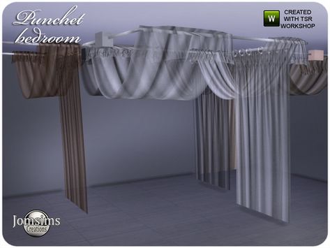 punchet misc deco canopy bed. the sims touche when he seat on foot Found in TSR Category 'Sims 4 Miscellaneous Decor' Canopy Over Bed, Sims 4 Beds, Hotel Canopy, Deck Canopy, Canopy Bed Curtains, Canopy Architecture, Canopy Curtains, Baby Canopy, Backyard Canopy