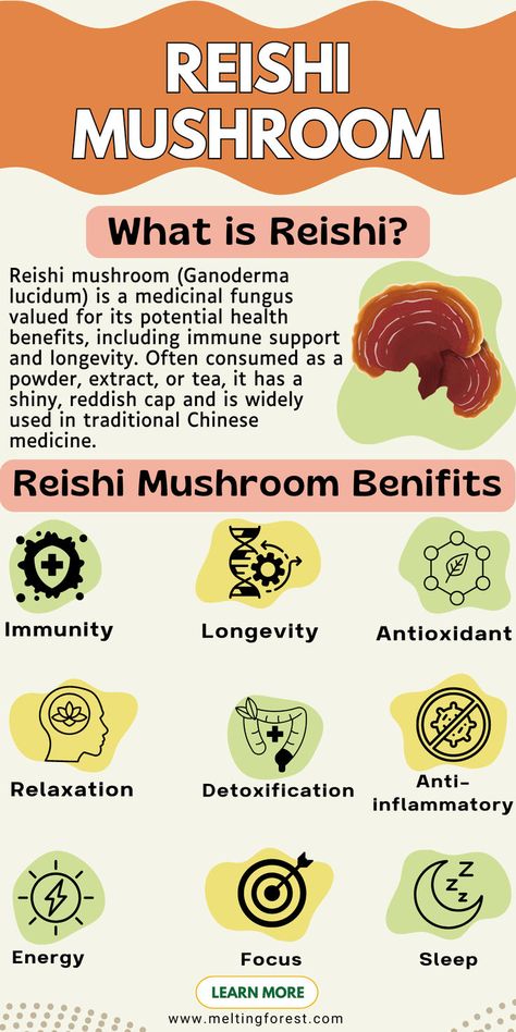 Explore the incredible health benefits of Reishi mushroom, a powerful medicinal fungus known for immune support and longevity. Learn how this shiny, reddish mushroom is used in traditional Chinese medicine as a powder, extract, or tea. Learn more. #ReishiMushroom #ImmuneSupport #TraditionalMedicine #HerbalRemedies Reishi Mushroom Tea, Herbal Flowers, Reishi Mushroom Benefits, Water Health Benefits, Herbal Education, Herbal Health, Mushroom Benefits, Mushroom Tea, Chaga Mushroom