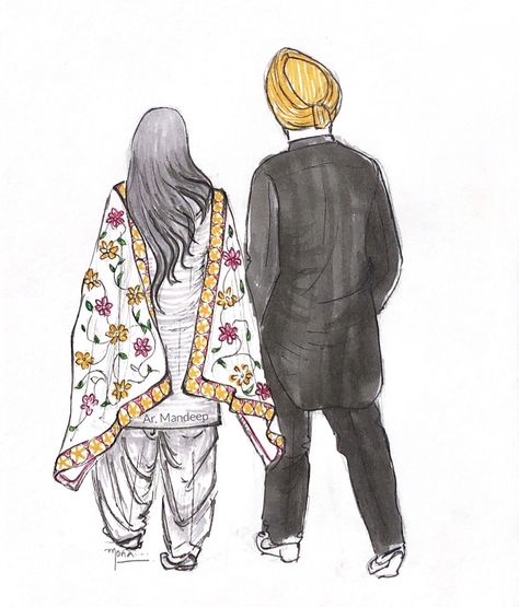 Sardar Couple, Punjabi Art, Animation Couple, Pencil Drawing Pictures, Farmer Painting, Brampton Canada, Couple Artwork, Love Cartoon Couple, Couple Drawing