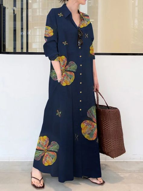 vestido largo Loose Shirt Dress, Brown Maxi Dresses, Shirt Dress Summer, Jumpsuit Dressy, Loose Maxi Dress, Maxi Shirts, Maxi Shirt Dress, Vintage Mode, Shirt Dress Style